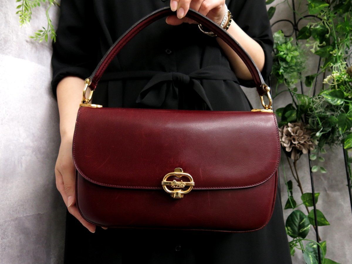 ○超美品○CELINE セリーヌ○馬車金具○カーフ レザー 本革○ハンド