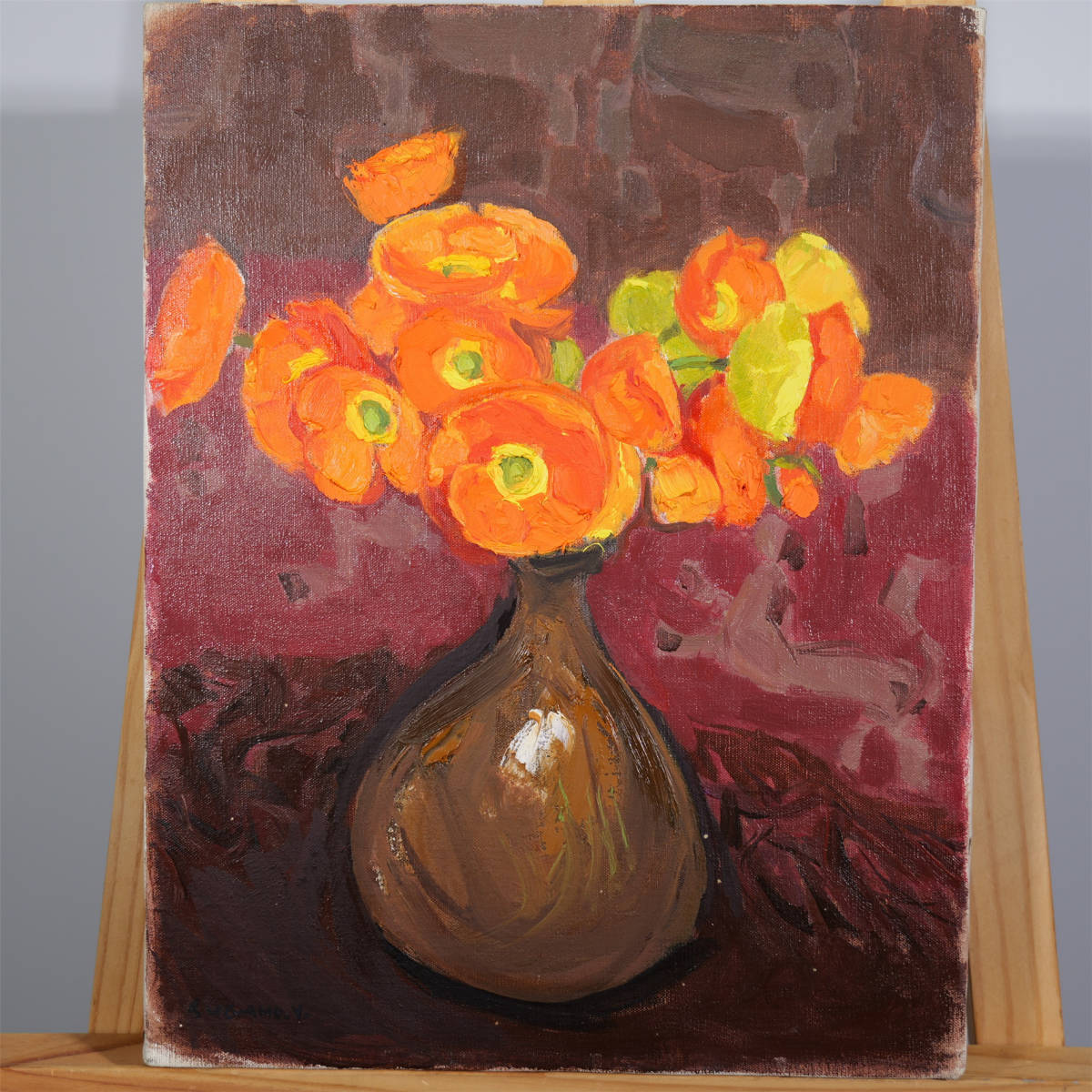 .. arrow one [.. flower ] oil painting F6 number genuine work guarantee frame 