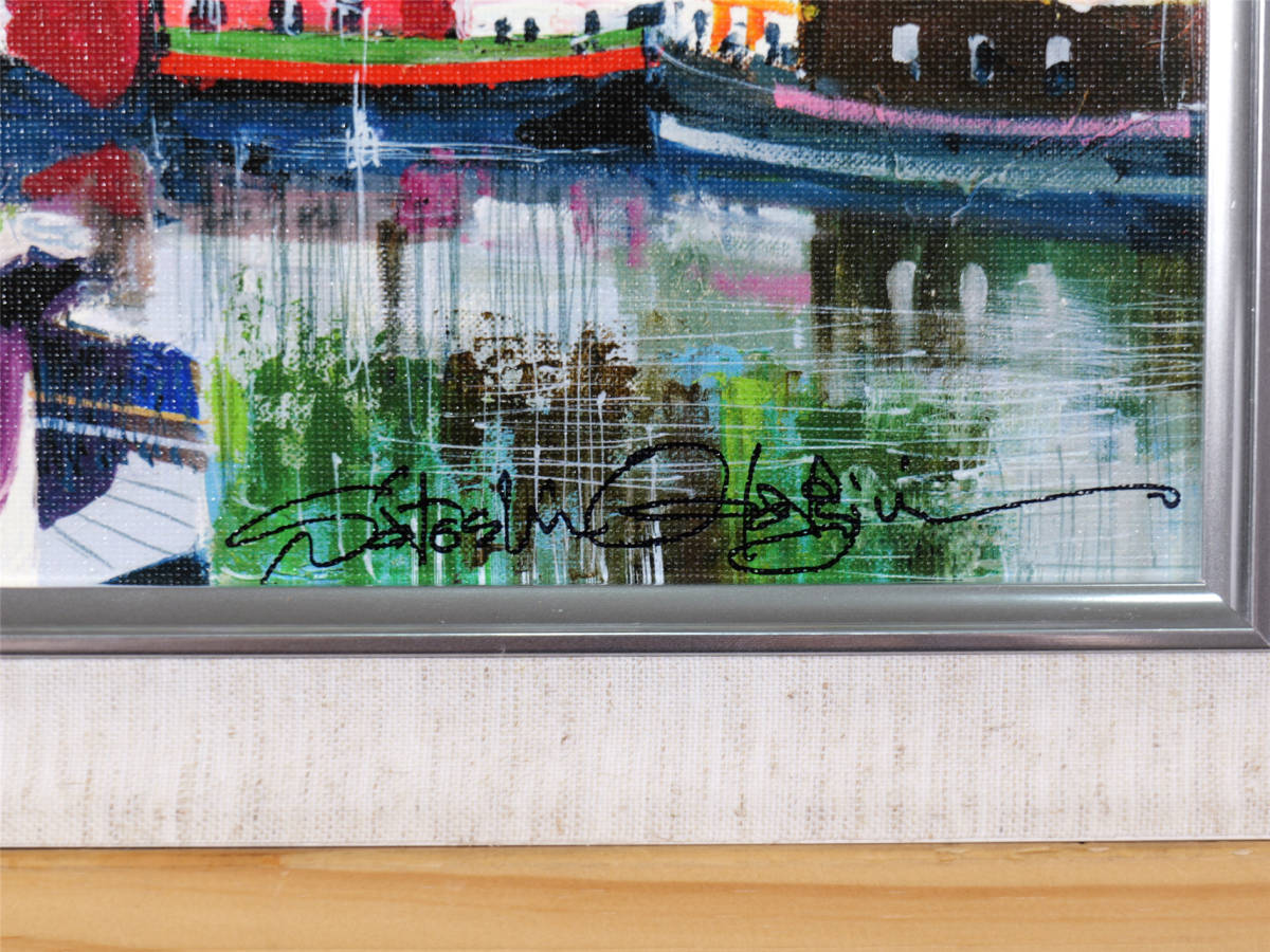 小田切訓南教会のある運河ジクレー キャンバス仕様 直筆サイン 真