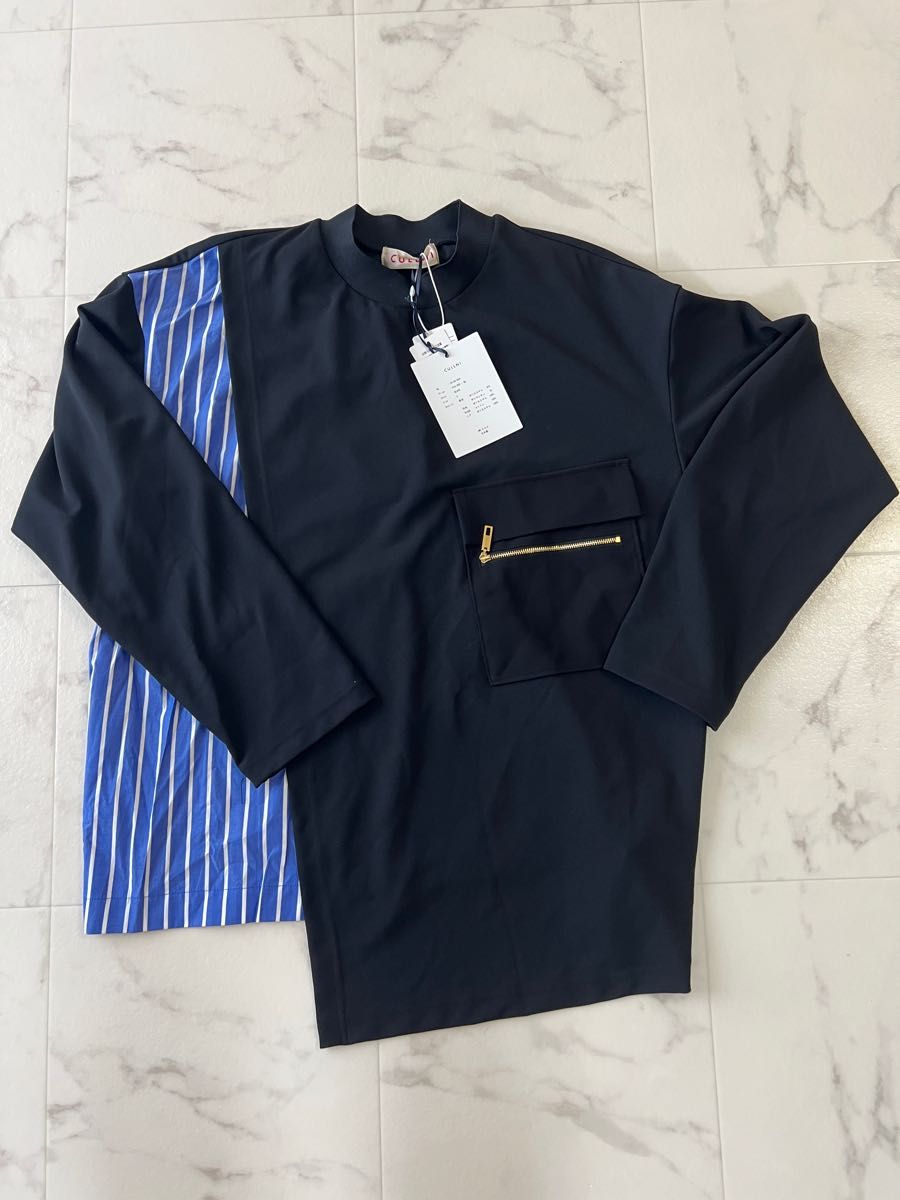 CULLNIクルニ カットソー アシンメトリー ネイビー M 新品・芸能人愛用】クルニ CULLNI 20ss 即完売 ドッキングプル