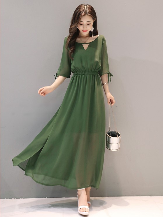パーティロングワンピースドレス 緑 3XL(4L)ドレス ワンピース 結婚式 ロング フォーマル 大きいサイズ お呼ばれ ぽっちゃり 体型カバーの画像3