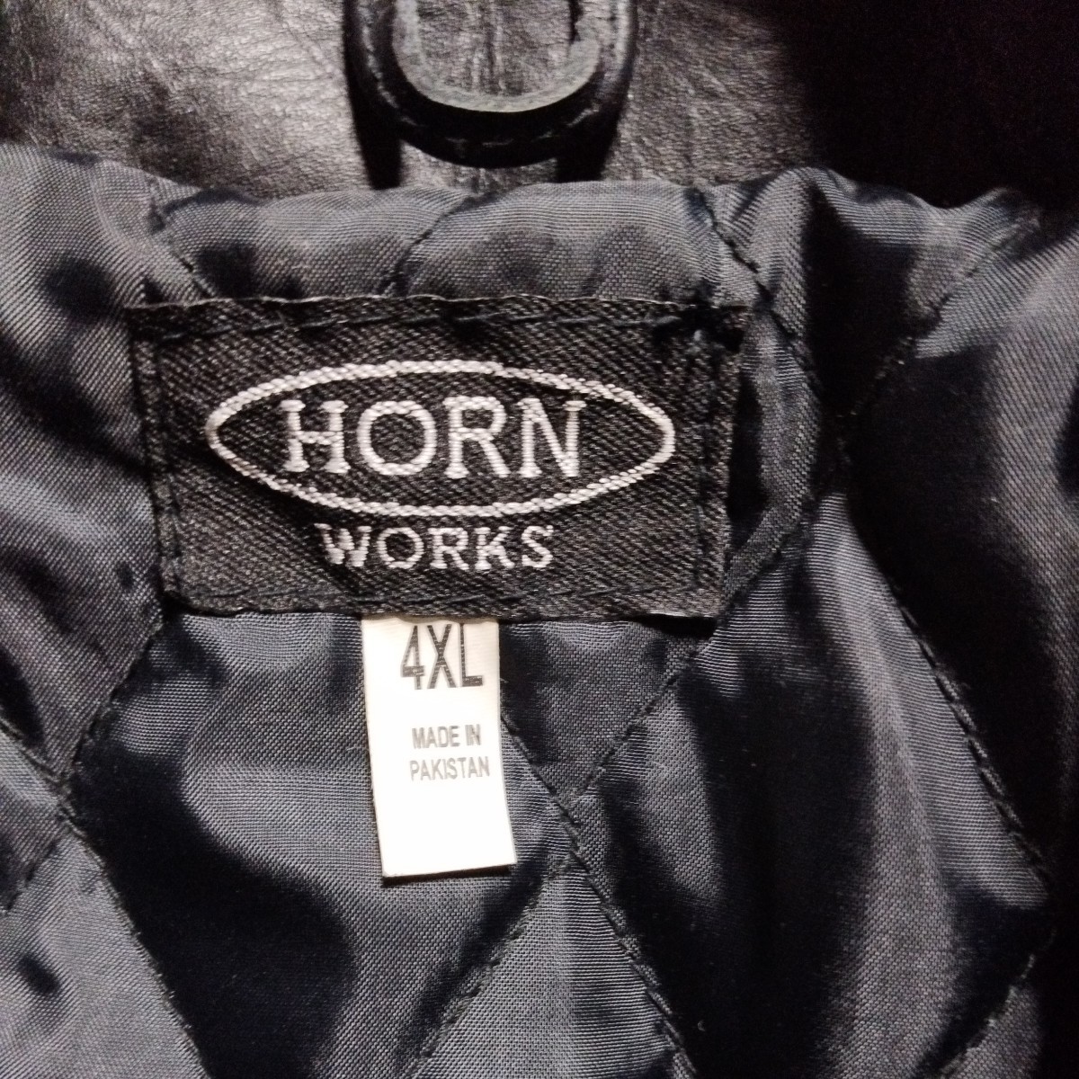 ホーンワークス　HORN WORKS　シングルライダース　ライダースジャケット　レザージャケット　4XL　中古　立ち襟　シングル　レザー_画像3