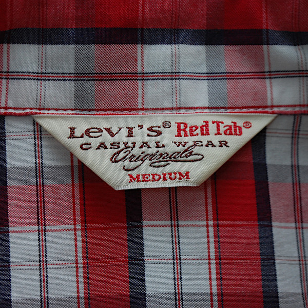 リーバイス RedTab 半袖 チェック柄ウエスタンシャツ レッド 赤 M Levi's_画像4