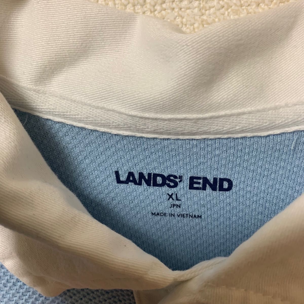 LANDS'END ランズエンド 半袖ポロシャツ 刺繍 ゆるだぼ XL 古着 コットン 水色