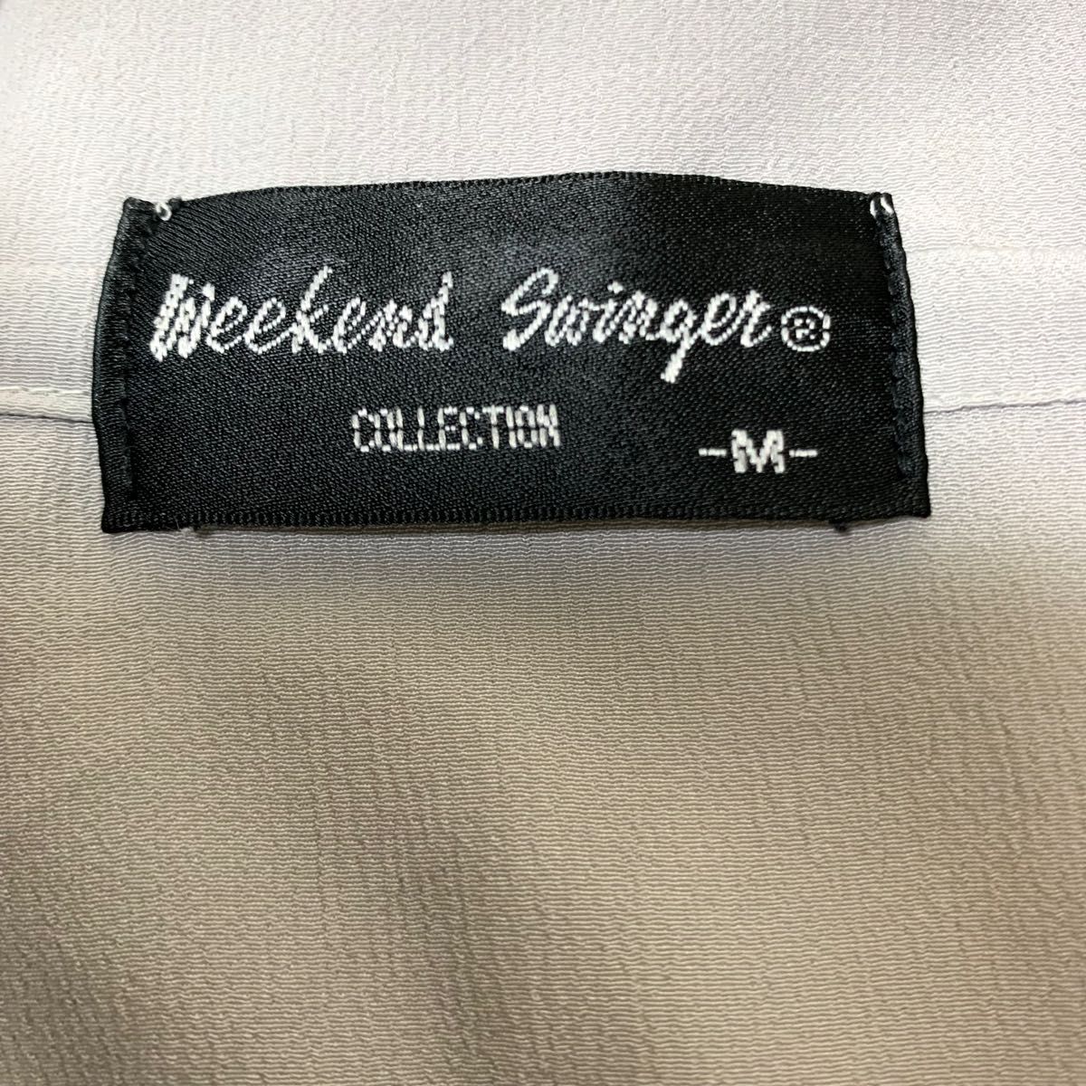 Weekend Swinger 半袖ポリシャツ 刺繍 オープンカラー 個性的 ツートン 古着 ビンテージ