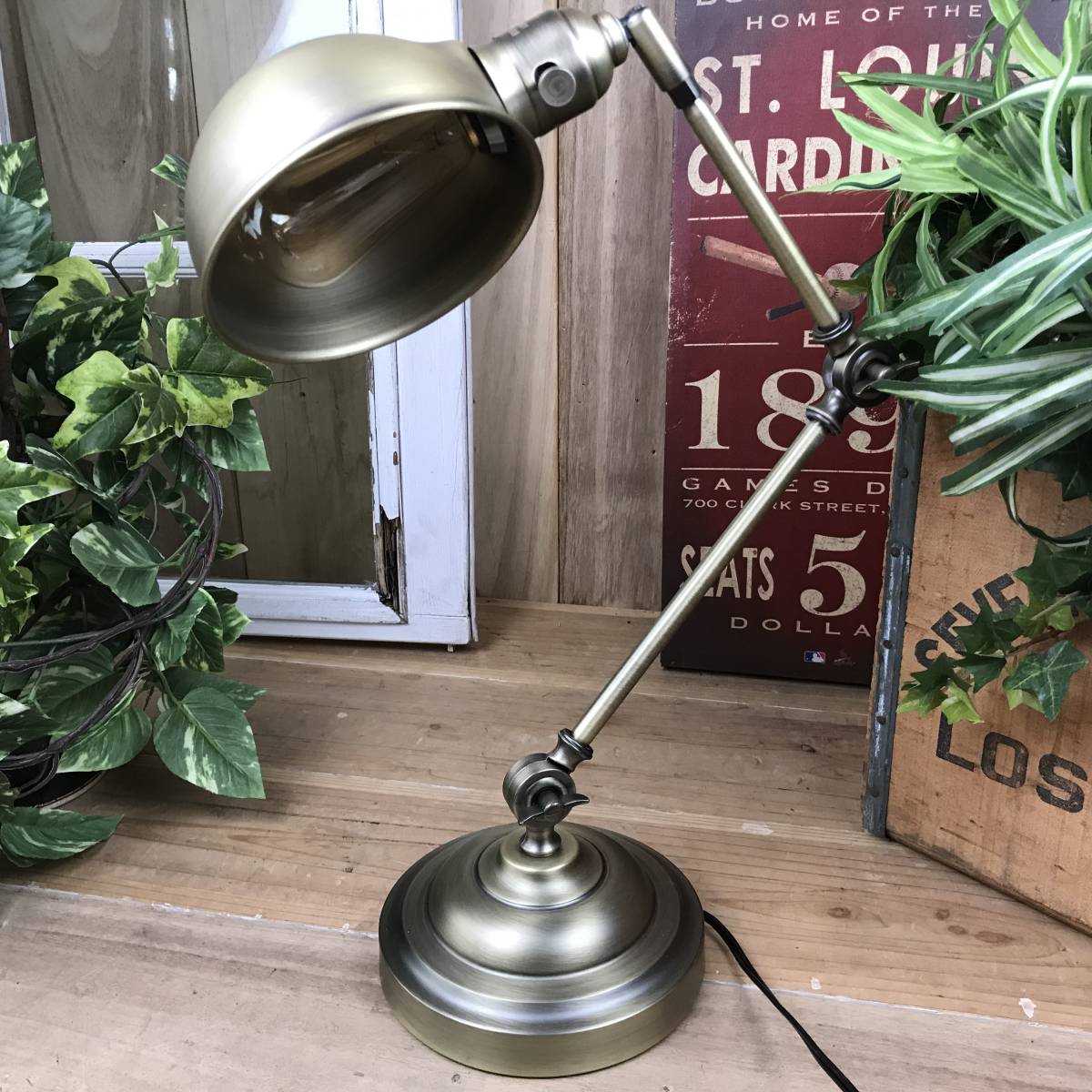  free shipping, in dust real electric light stand Gold * desk tes clamp, black * lighting * antique, Vintage manner,LED lamp correspondence 