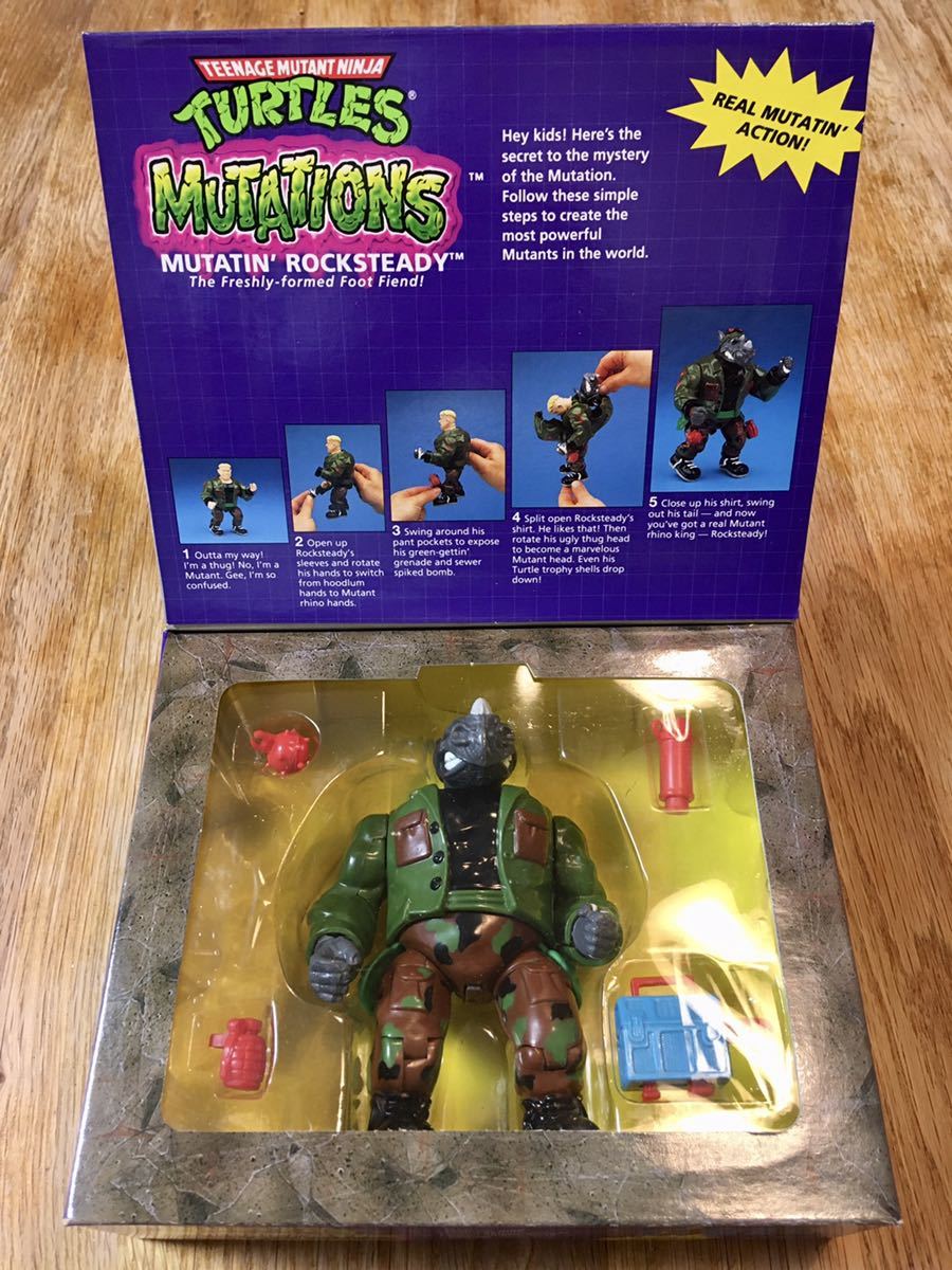 TMNT TURTLES 7 Rocksteady タートルズ ミュータント ロックステディ プレイメイツ タカラ アメコミ 海外トイ ビンテージ フィギュア 1993_画像1