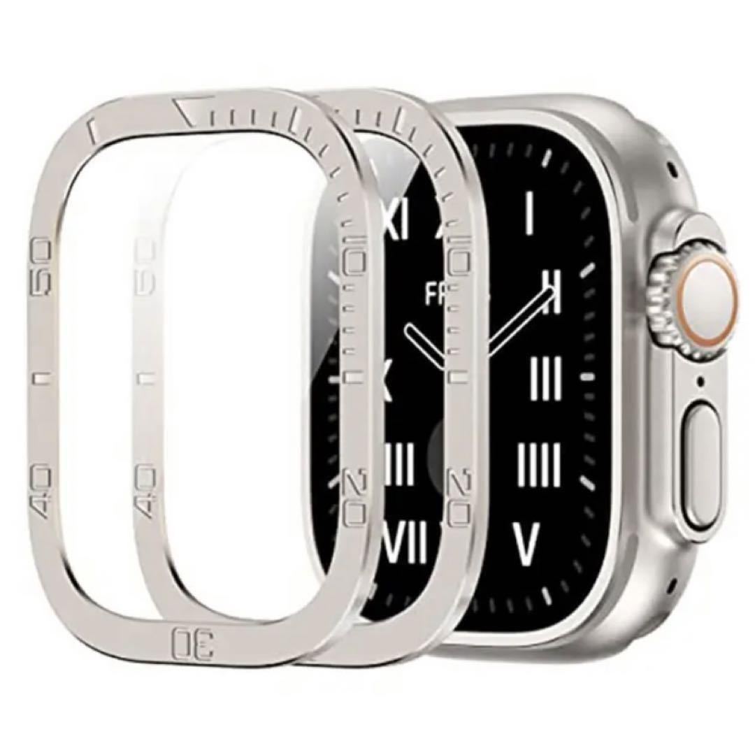 Apple Watch ULTRA用 メタルフレーム保護ガラス チタンカラー|PayPay