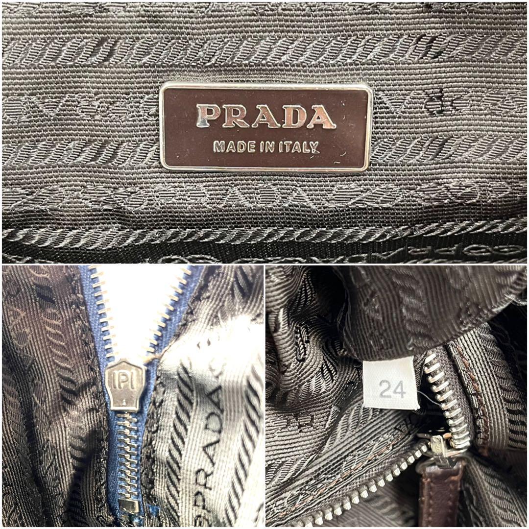 【極希少】PRADA プラダ ミニボストン トートバッグ ハンドバッグ オールレザー ブルー 青 三角ロゴ 肩掛け レディース メンズ 希少カラー_画像10