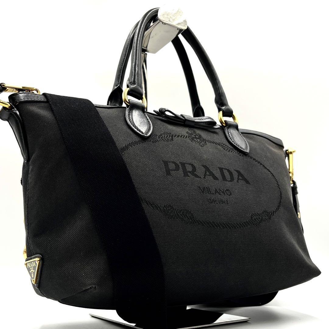 現行品 美品】PRADA プラダ ハンドバッグ 2way キャンバス レザー