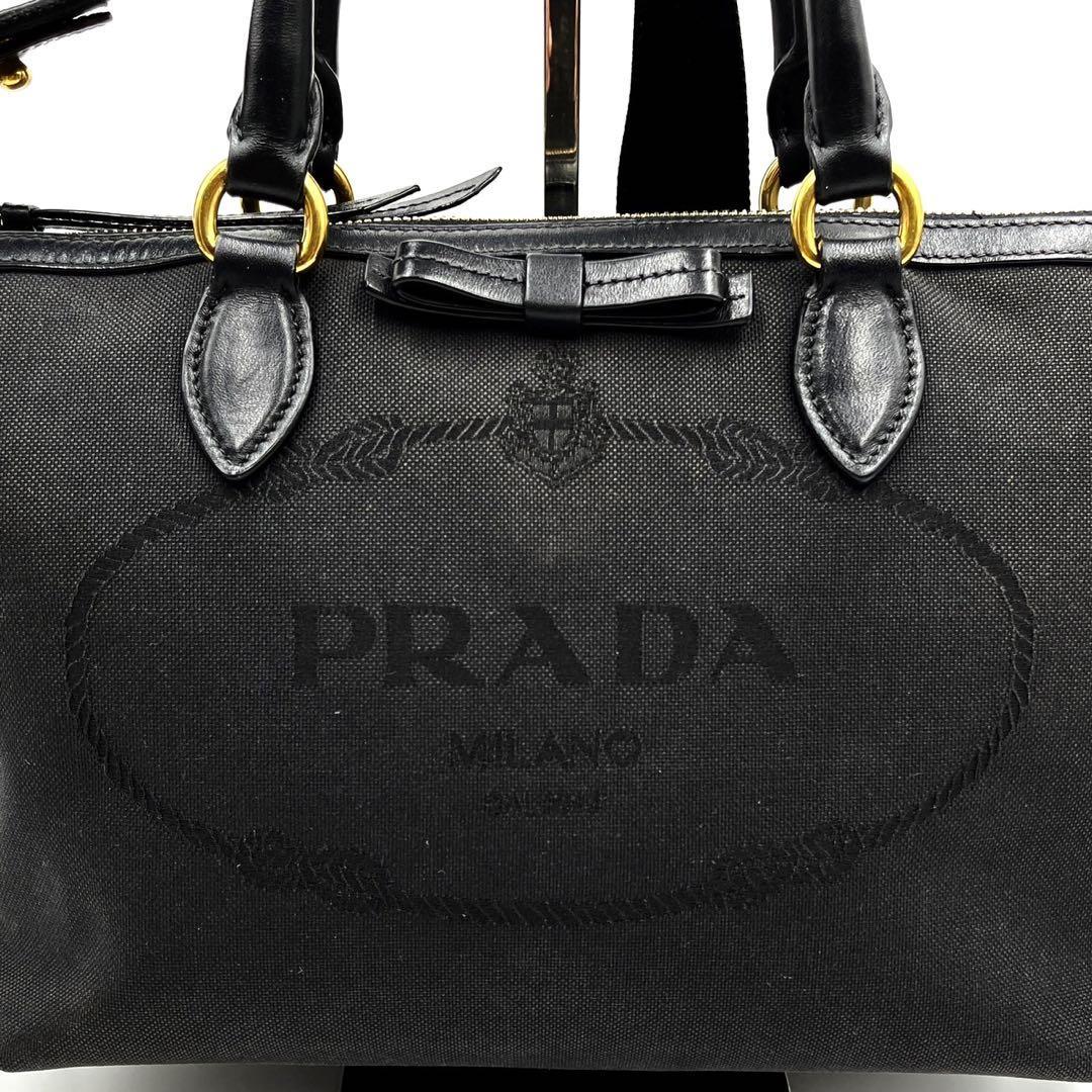 現行品 美品】PRADA ハンドバッグ 2way キャンバス ショルダーバッグ-