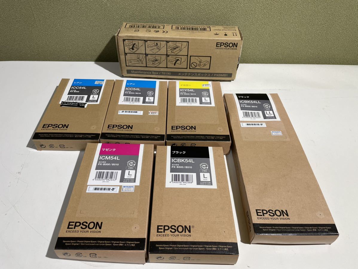 未使用 EPSON エプソン純正 増量 4色6本セット ICBK54LL ICY54L ICM54L ICC54L ICBK54Lメンテナンスボックス