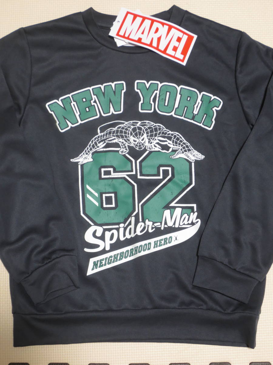 新品 140 スパイダーマン 長袖Tシャツ グレー カレッジロゴ風 メッシュ 男の子 130cm～ MARVEL マーベル アメコミ ヒーロー USJ 送料無料