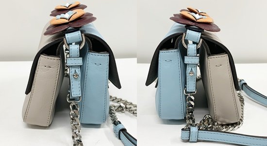 美品 FENDI フェンディ ダブルマイクロバケット バッグ 鞄 かばん レザー 2WAY フラワー ハンドストラップ付き スタッズ ショルダーバッグ_画像4