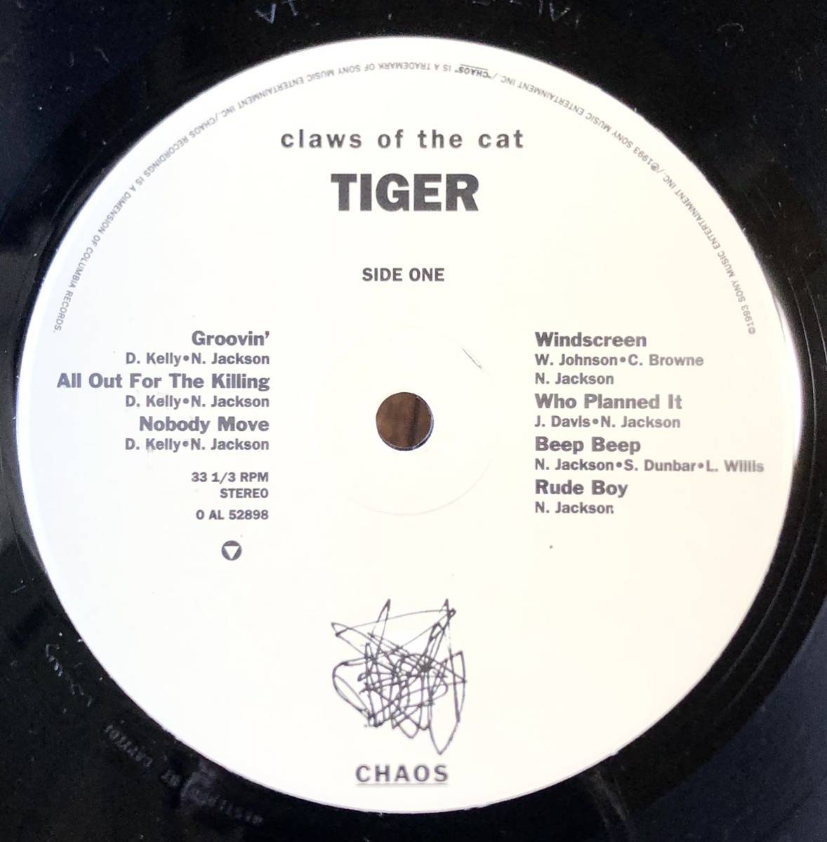 レア 倉庫出 1993 Tiger / Claws Of The Cat タイガー Original US LP Chaos Columbia O 52898 90s ジョグリン シュリンク インナー 絶版_画像2