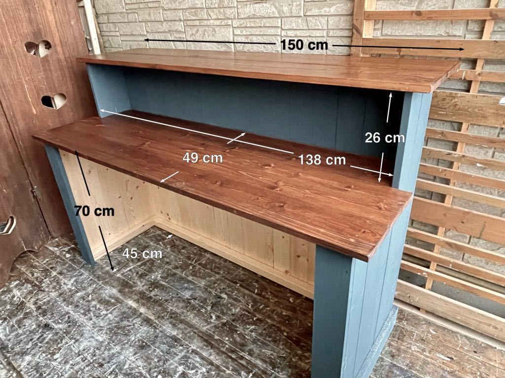 【Ｋ－２３１】キッチンカウンター＊H98・W150・D67㎝＊サロン受付カウンターデスク＊レジカウンター＊ハンドメイド家具＊カラー変更可能の画像1