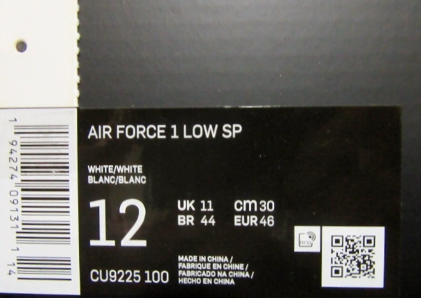 希少 30cm Supreme × NIKE Air Force 1 Low White US12 シュプリーム ナイキ エアフォース 1 白 Box Logo Sticker 付 Tee Tシャツ SB Dunk_画像10