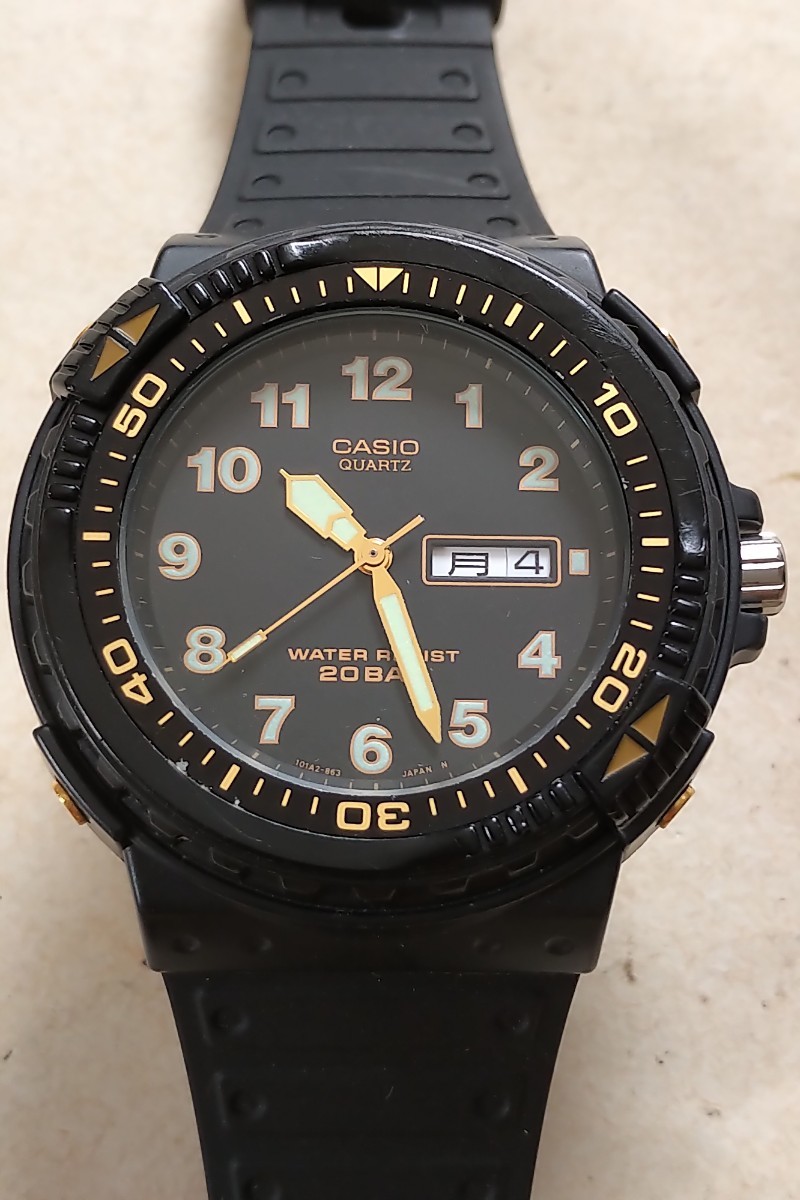 カシオ CASIO MRD-201W 電池ベルト交換済み 44mm アナログ ダイバー ウォッチ カッコいい チープカシオ_画像1