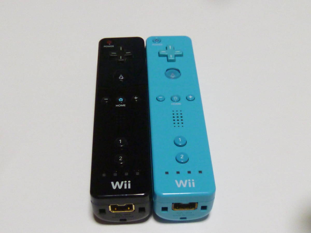 R027【送料無料 即日発送 動作確認済】Wii リモコン 2個セット 任天堂 純正 RVL-003 黒 ブラック ブルー　コントローラ コントローラー_画像1