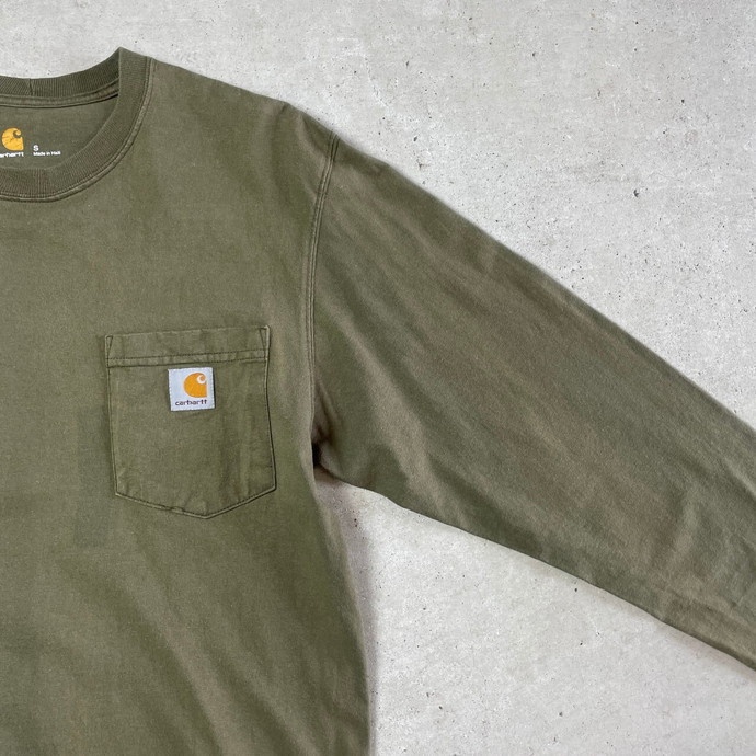 Carhartt カーハート ワンポイントロゴ ポケット ロングTシャツ メンズM相当_画像5