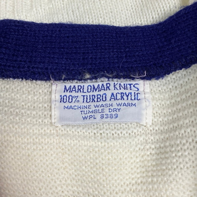 60～70年代 MARLOMAR KNITS ロゴワッペン Vネック カレッジ アクリルニットセーター メンズS相当 レディース_画像8