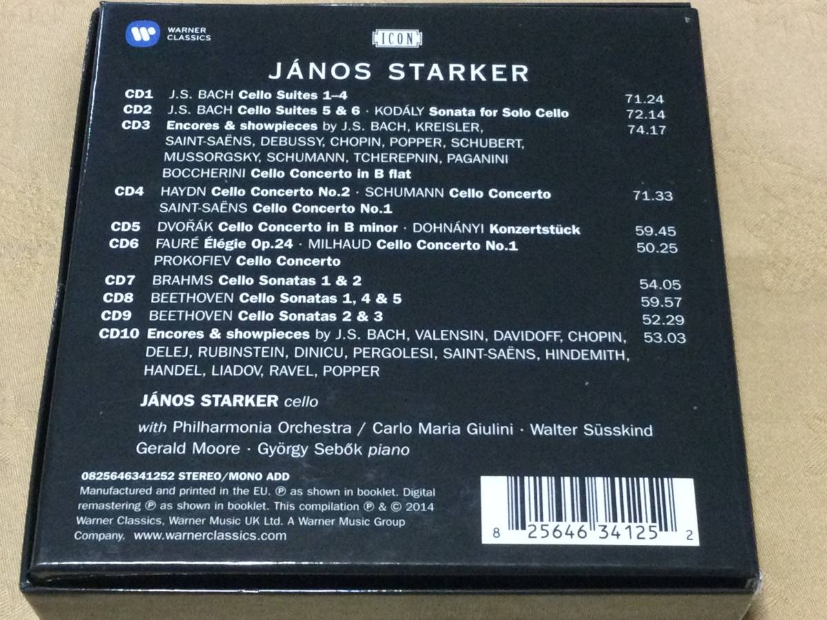 輸入盤CD10枚組、シュタルケル、Janos Starker The Warner Legacy/バッハ：チェロ組曲、ドヴォルザーク：チェロ協奏曲、他_画像2