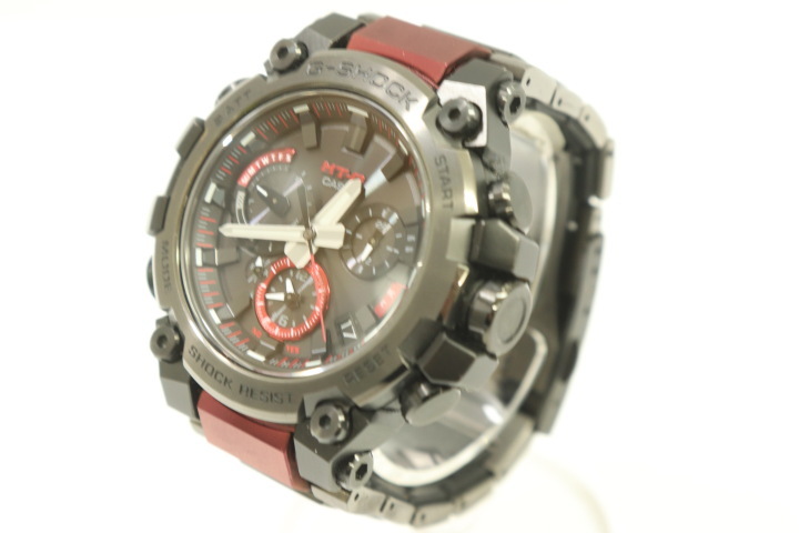 CASIO メンズ腕時計 - 電波ソーラー メンズ腕時計 CASIO - 黒 ブラック 赤 レッド ロゴ MTG-B3000【中古】_画像2