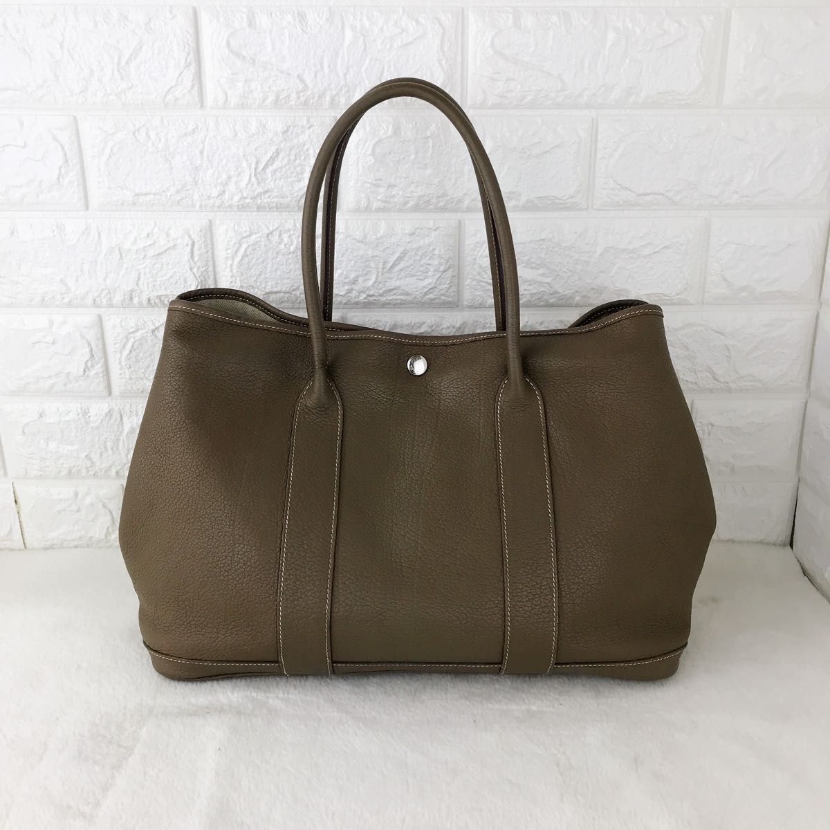 ★良品★エルメス ガーデンパーティPM ネゴンダ トートバッグ ブラウン系 HERMES 刻印 ショルダーバッグ