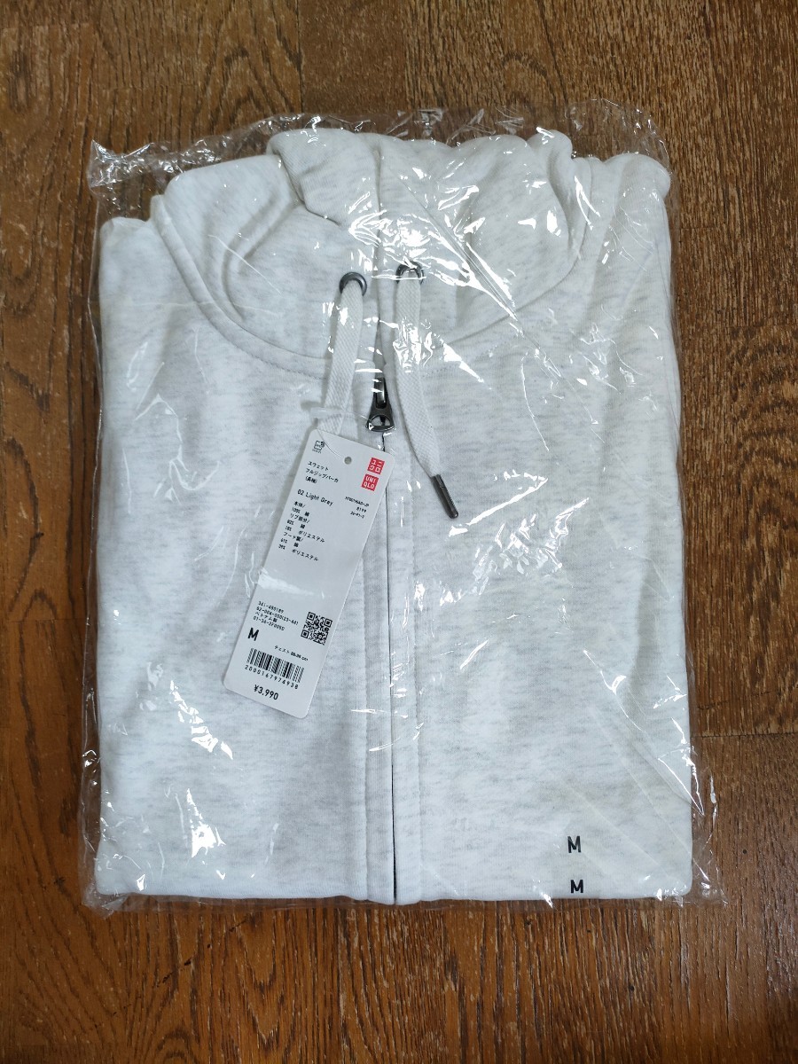 【新品未使用】UNIQLO ユニクロ スウェットフルジップパーカー Mサイズ 02 Light Gray_画像1