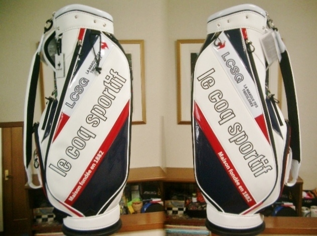 未使用　ルコック　スポルティフ　ユニセックス　スポーティ　合皮×エナメル素材　白紺赤　ゴルフバッグ