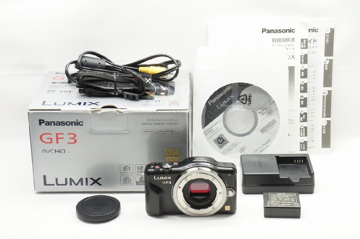 【アルプスカメラ】良品 Panasonic パナソニック LUMIX DMC-GF3 ボディ ミラーレス一眼カメラ ブラック 元箱付 230917w