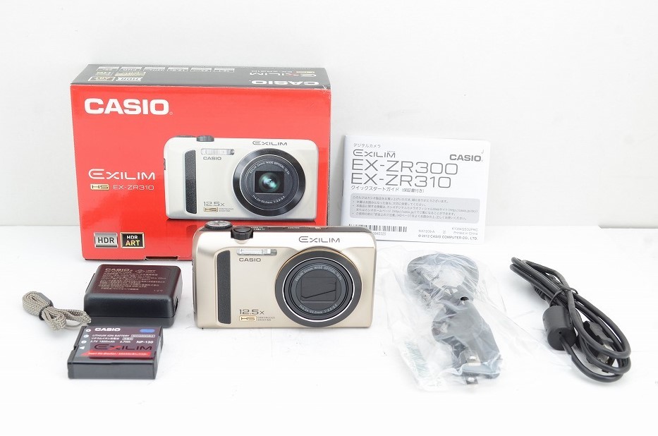 【アルプスカメラ】新品級 CASIO カシオ EXILIM EX-ZR310 コンパクトデジタルカメラ ゴールド 元箱付 230918a