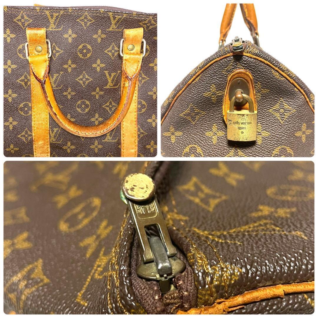 ルイヴィトン ボストンバッグ モノグラム アンティーク ビンテージ パイピング ヌメ革 ブラウン 本革 Louis Vuitton_画像9