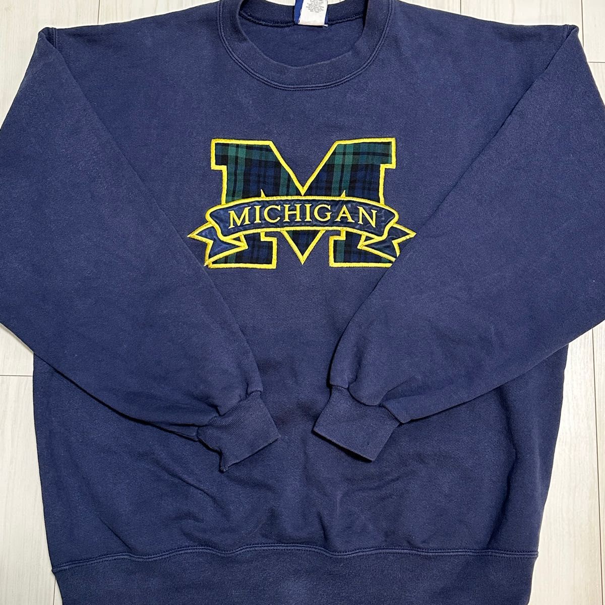 90年代 USA製 Michigan 刺繍 古着トレーナー 90S ビンテージ ヴィンテージ ネイビー 紺色 【スウェット】 
