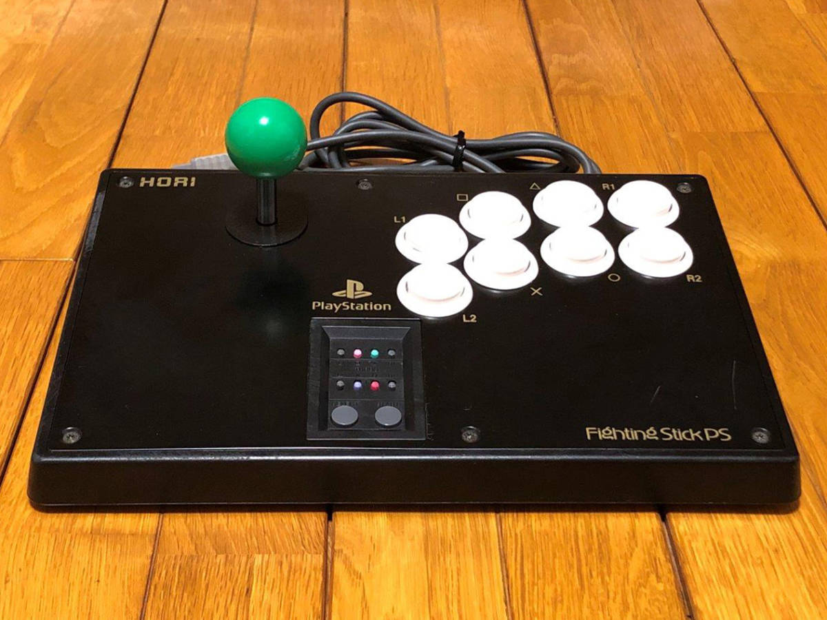 動作確認済み！ HORI PS1 / PS2用 コントローラー FIGHTING STICK PS / ファイティングスティックPS HPS-07 (ボタン&スティック 交換済み)の画像2