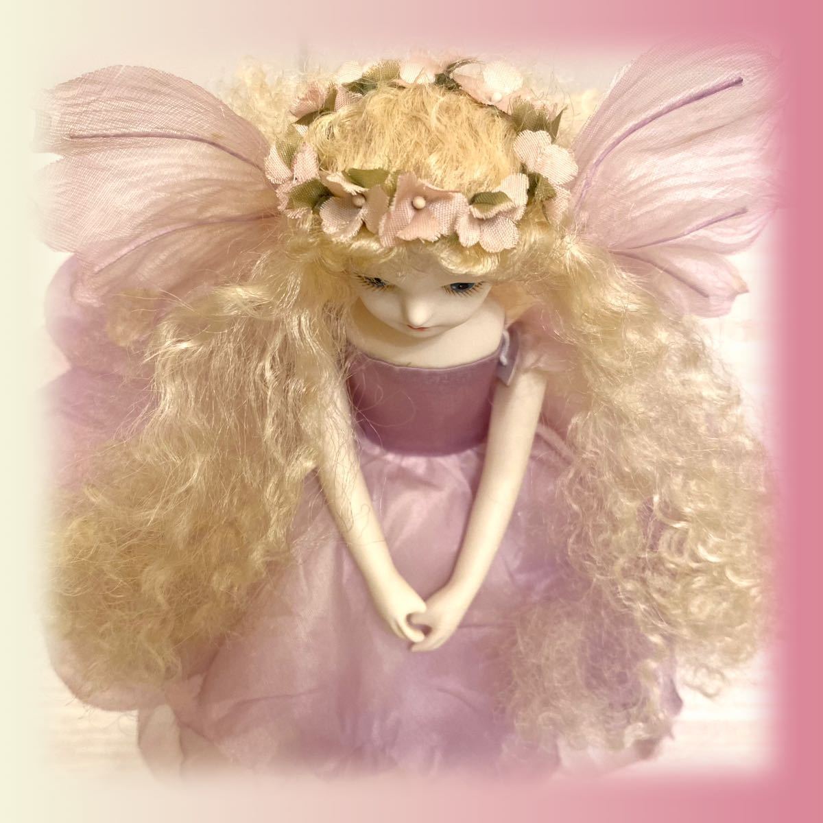 若月まり子 エルフィンフローリー 花の妖精人形 ビスクドール 創作人形 ポーセリン 陶器 フラワーフェアリー リラ色_画像6