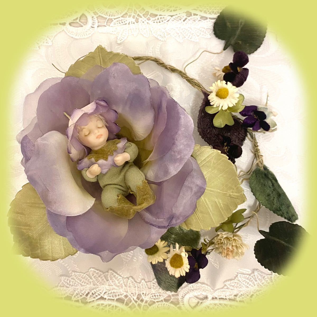 若月まり子 ベビーエルフィン オルゴール SANKYO花の妖精人形 ビスクドール 創作人形 ポーセリン 陶器 フラワーフェアリー