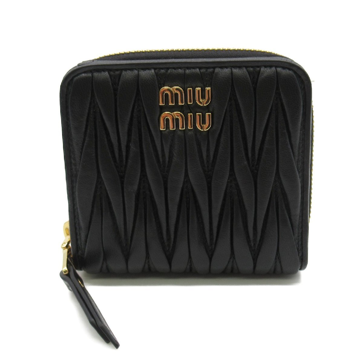 税込) Miu Miu レディース レザー ブラック系 二つ折り財布 二つ折り