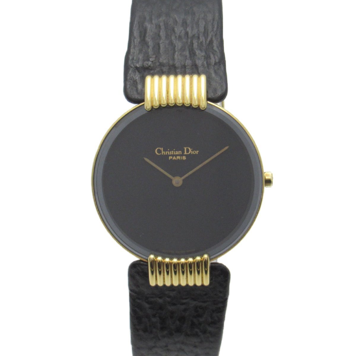 Dior ディオール 腕時計 ブラックムーン バギラ 腕時計 ウォッチ ブラック系 GP（ゴールドメッキ） レザーベルト 中古 レディース