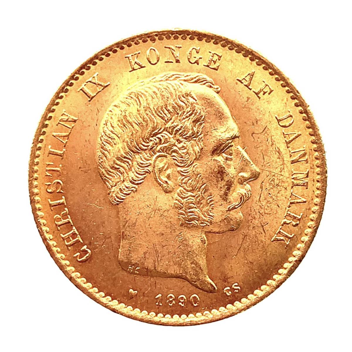 デンマーク クリスチャン9世 20クローネ金貨 1890年 21.6金 8.9g コイン イエローゴールド コレクション Gold 美品_画像1