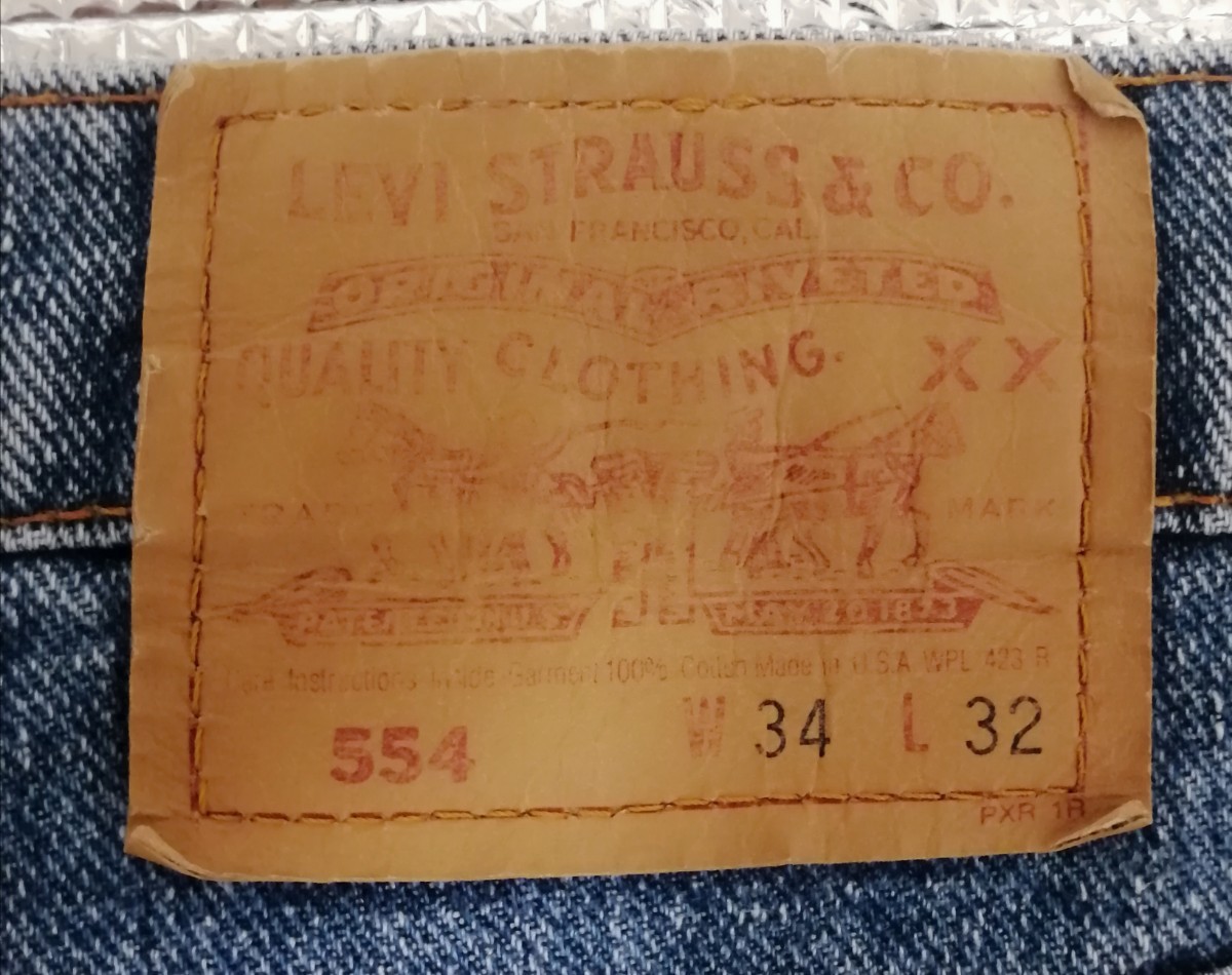 送料込 40 LEVIS 554 xx 赤タグ 紙パッチ デニム ジーンズ W34 L32 650 levi STRAUSS&CO. リーバイス _画像7