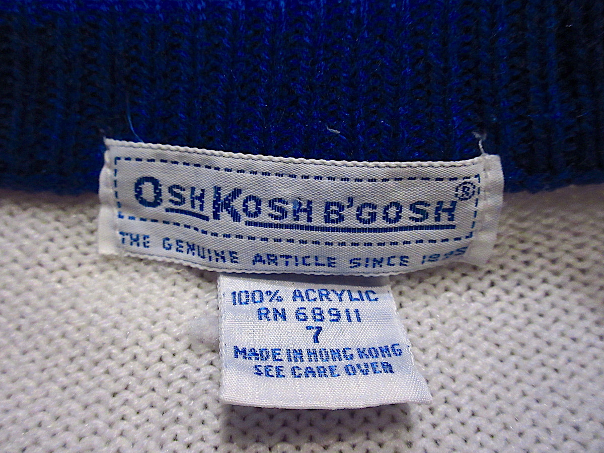 ビンテージ80's●OSHKOSH B'GOSHmキッズアクリルセーターsize 7●230904c3-k-swr 1980sオシュコシュ長袖トップス_画像4