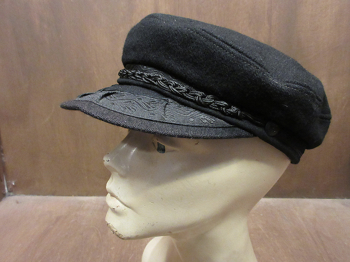 ビンテージ●フィッシャーマンキャップ黒S-(6 7/8)●230921j6-m-cp-ot古着帽子ギリシャ製