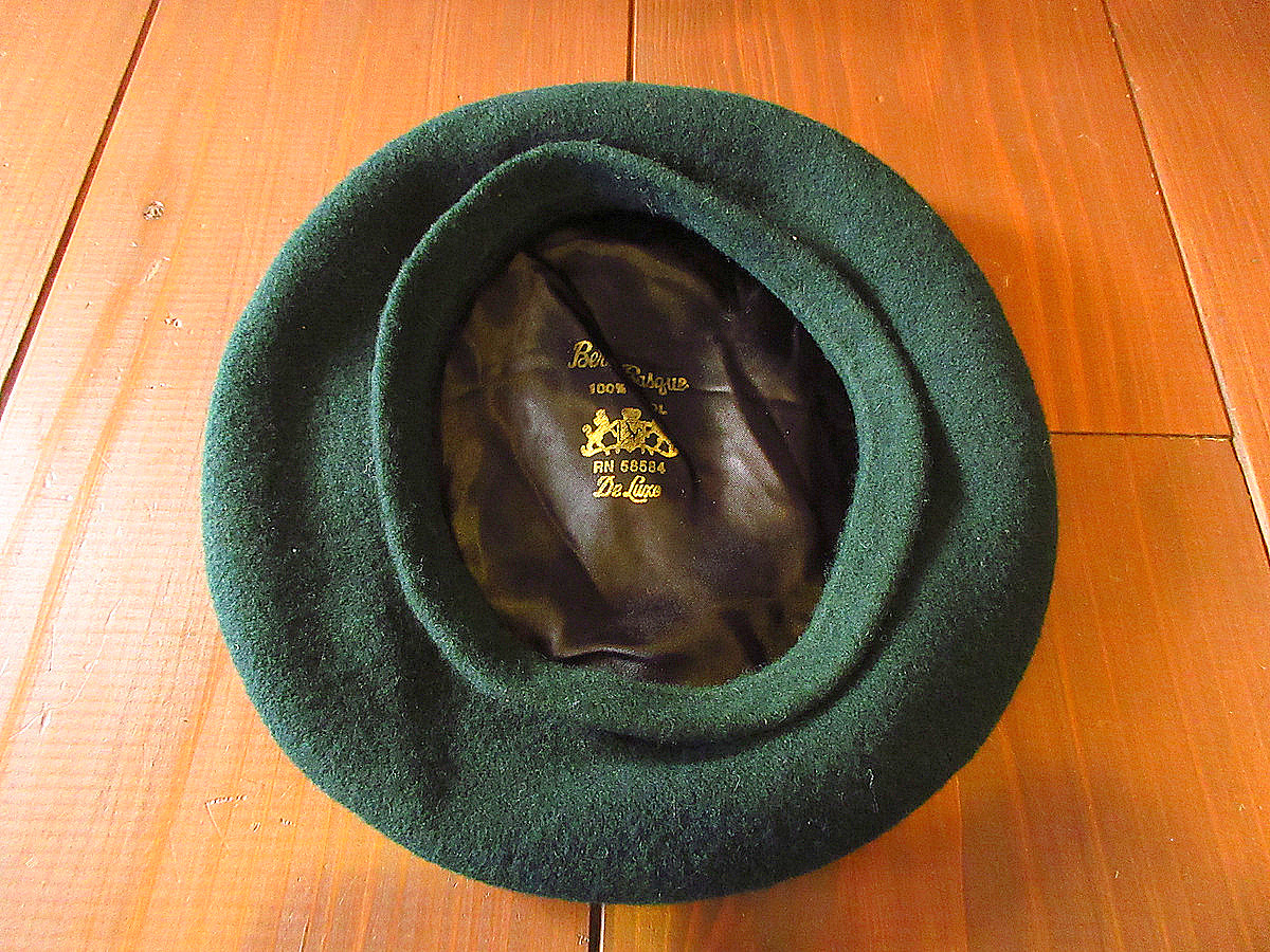 ビンテージ60’s70’s●Beret Basqueウールベレー帽緑●230930k7-m-cp-ber 1960s1970s古着メンズファッション小物_画像6
