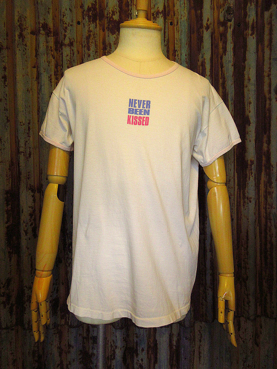 ビンテージ90’s●NEVER BEEN KISSEDムービーリンガーTシャツsize L●230905k3-m-tsh-ot 1990s映画25年目のキス古着ロゴプリント