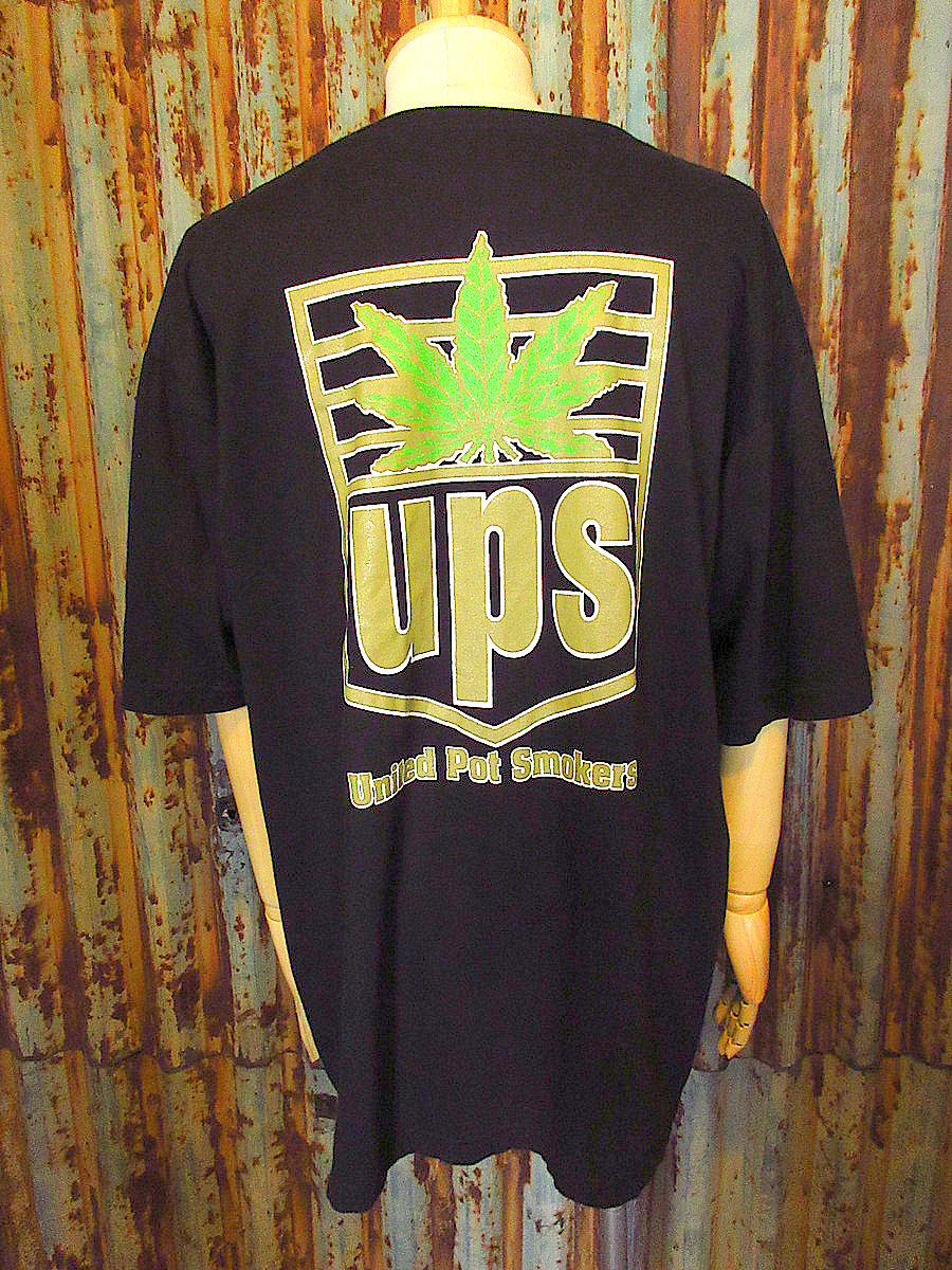 United Pot SmokersプリントTシャツ黒size XL●230917j2-m-tsh-ot古着UPSマリファナ_画像1