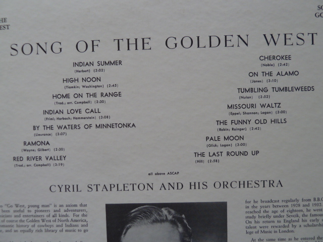 ★ムード■シリル・ステイプルトン / CYRIL STAPLETON■SONG OF THE GOLDEN WEST_画像3