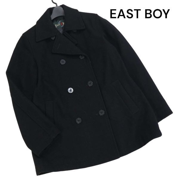 EAST BOY イーストボーイ 秋冬 メルトン ウール♪ スクール Pコート Sz.9　レディース 黒 女子 学生 通学　K3T00434_9#N_画像1