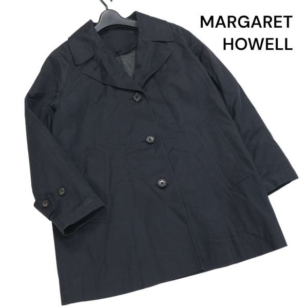 18AW★ MARGARET HOWELL マーガレットハウエル 秋冬 ウール ライナー♪ ステンカラー コート Sz.1　レディース グレー　K3T00468_9#O_画像1