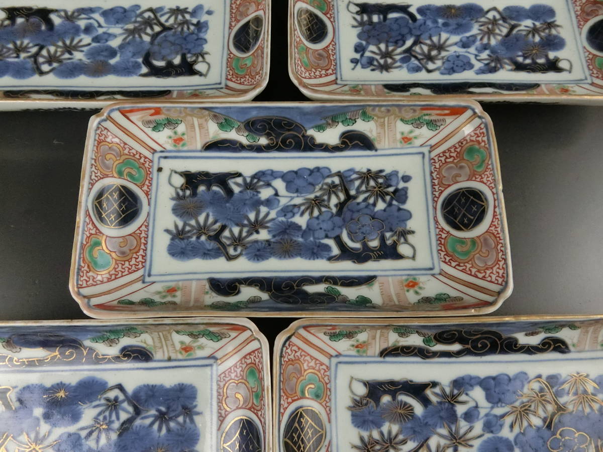 古伊万里染錦長皿5枚(江戸中期) 商品细节| 雅虎拍卖| One Map by FROM